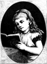 A vintage illustration of a young reader